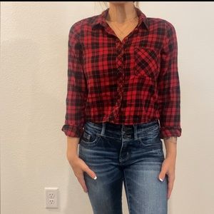 Black And Red Crop Flannel - Size 4 - Great Condition